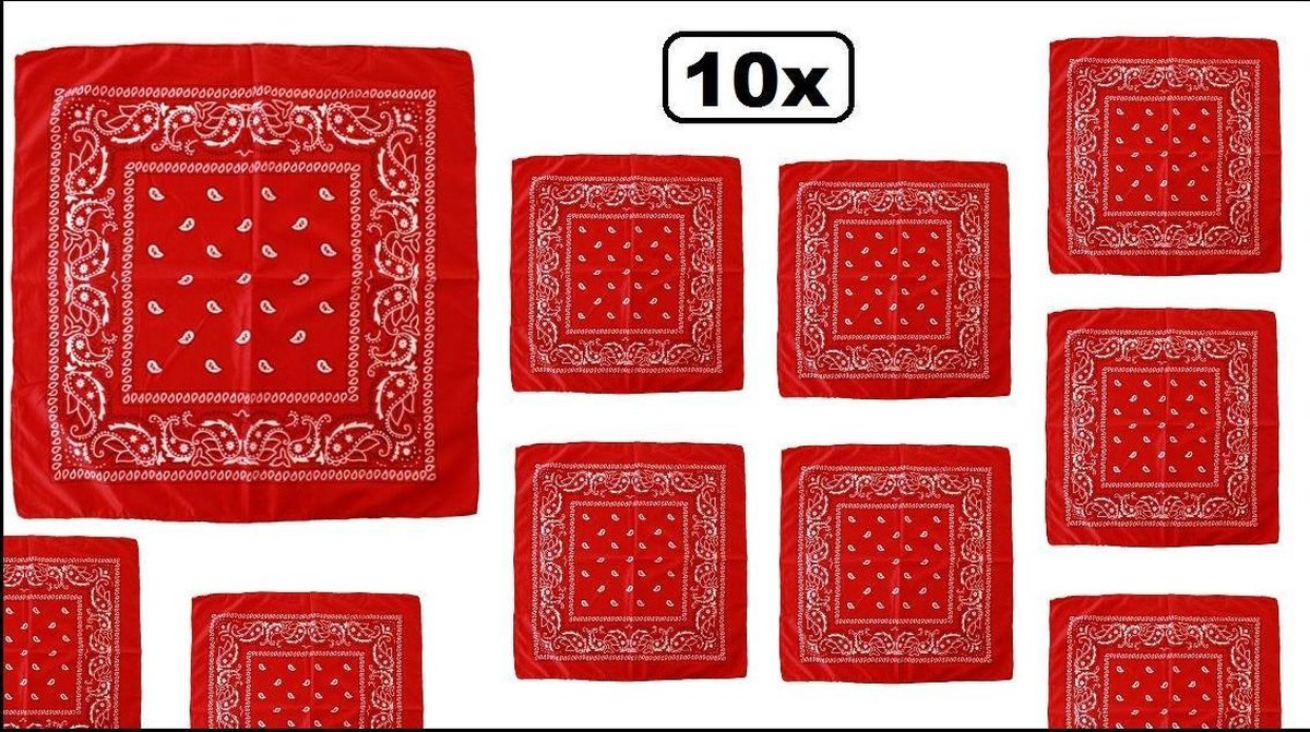 10x Rode boeren zakdoek x 53 cm - zakdoek bandana boeren carnaval |