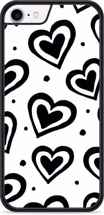 iPhone 8 Hardcase hoesje Watercolor Hearts - Designed by Cazy