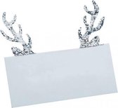 Plaatskaart met zilver glitter gewei (10 stuks)