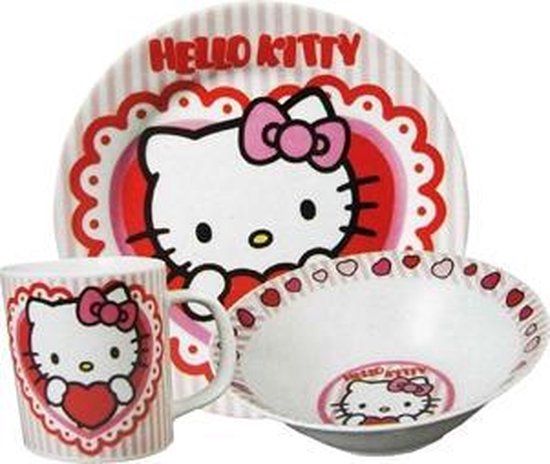 Ontbijtset Hello Kitty Hart porselein