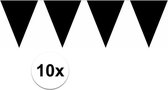 10x vlaggenlijn / slinger zwart 10 meter - totaal 100 meter - slingers