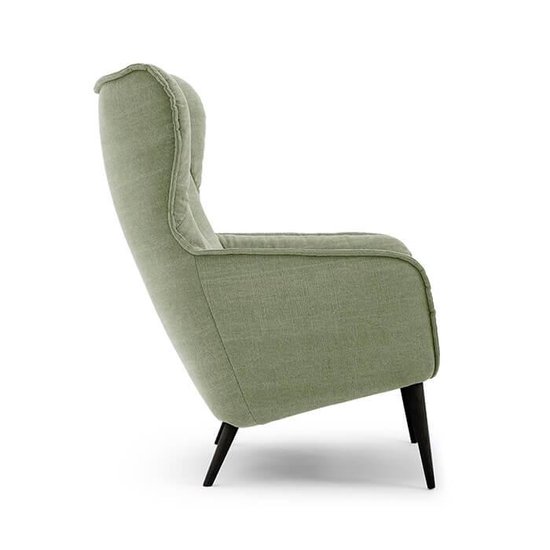 begaan bom gids Landelijke fauteuil Lilly stof groen met donkerbruine poten (zithoogte 45  cm) | bol.com