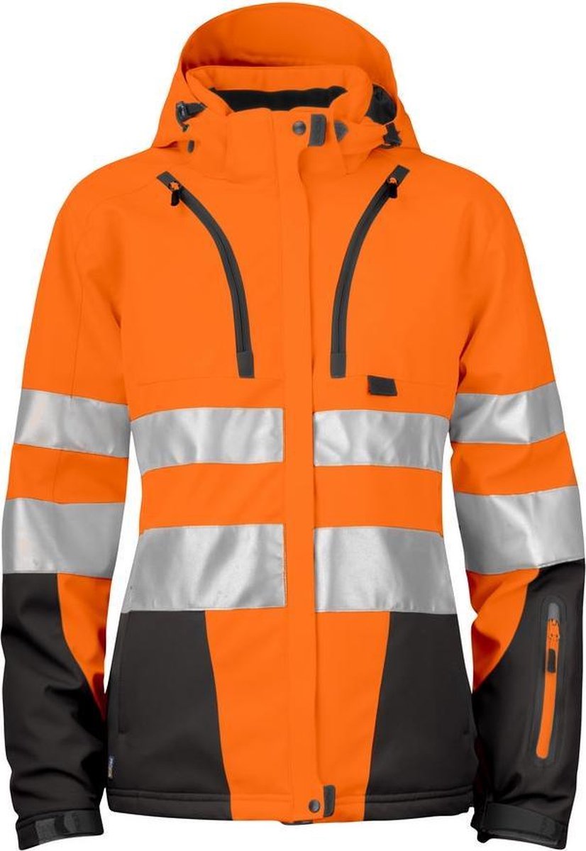 ProJob 6424 GEVOERDE SIGNALISATIE SOFTSHELL EN ISO 20471 KLASSE 3 DAMES 646424 - oranje/grijs - XL