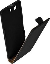 Premium Zwart Sony Xperia Z3 Compact Lederen Flip case Flip case cover