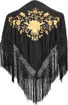Spaanse manton - omslagdoek - voor kinderen - zwart goud - bij flamencojurk