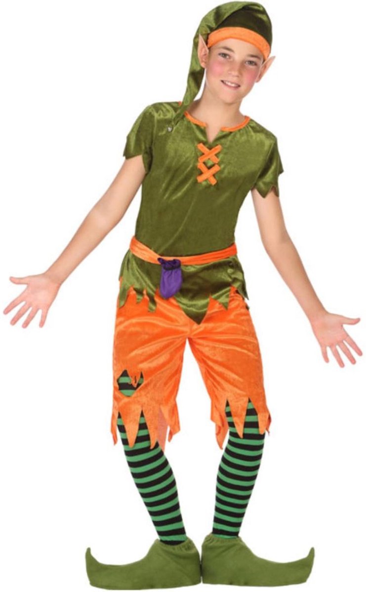 Groen en oranje bos elf kostuum voor jongens - Verkleedkleding