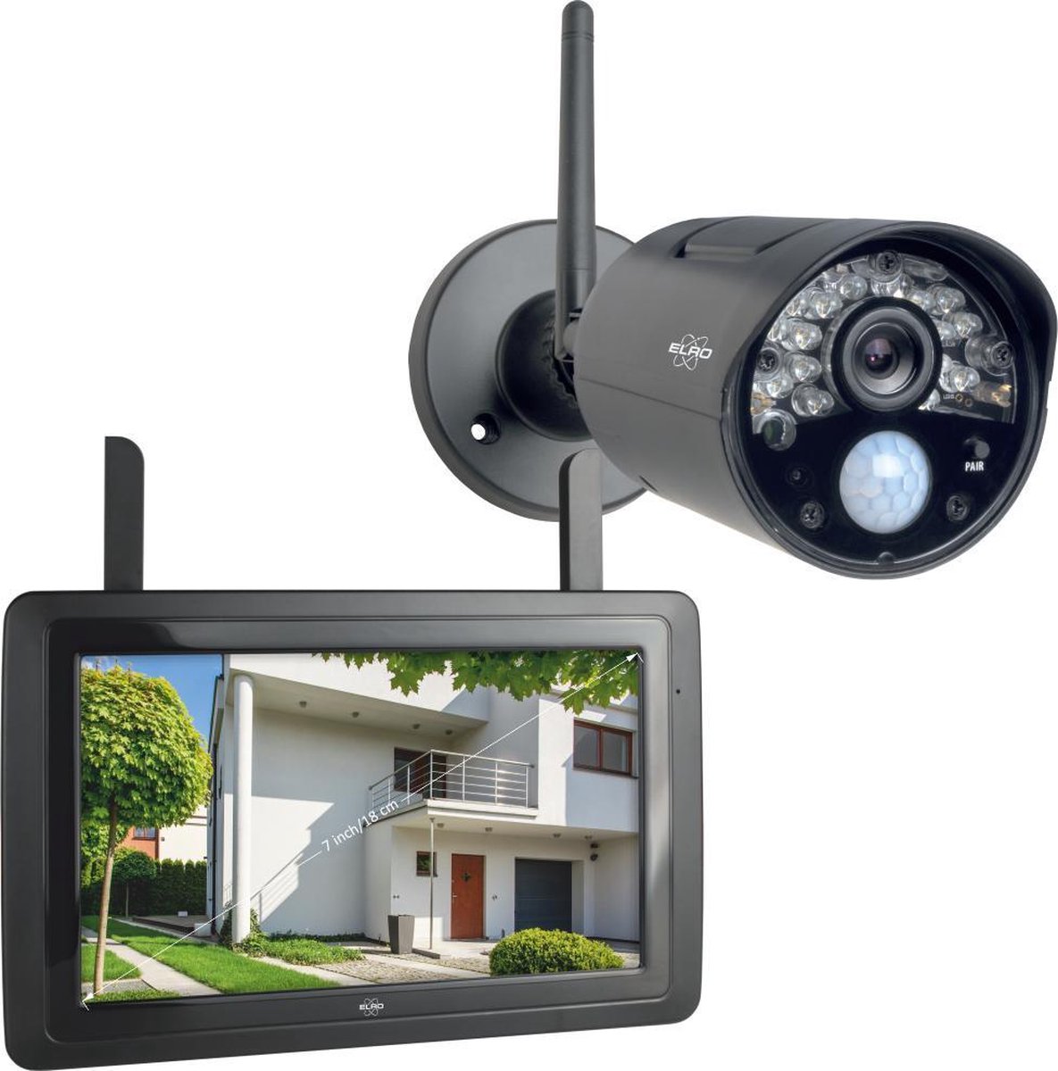 natuurkundige vluchtelingen convergentie ELRO CZ30RIPS Draadloze HD Beveiligingscamera Set - 7” Monitor en Gratis  App -... | bol.com