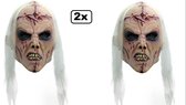 2x Masker zombie lobotomie wit haar