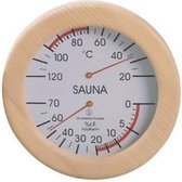 'SaunaPoolcare' Sauna Thermometer Hygrometer - rond - luxe houten omlijsting (Ø19cm)