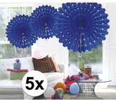 5x Decoratie waaier blauw 45 cm