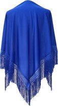 Spaanse manton  - omslagdoek - konings blauw effen bij verkleedkleding of flamenco jurk