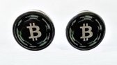 Treasure Trove® Manchetknopen Blockchain Bitcoin - Rond - Zilverkleurig