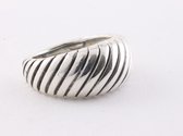 Zilveren ring met schuine ribbel - maat 18.5