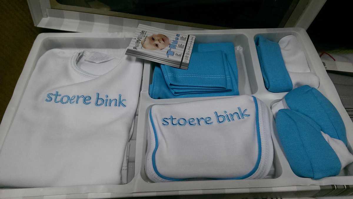 Petit Villain - 5-delig Giftset 'stoere bink' wit/blauw