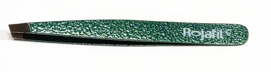 Rojafit Epilators Professionele Pincet schuin 9,5 cm-Hamerslag-fijn-Zilver/Groen
