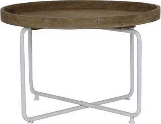 Light & Living Table d'appoint ANTIGUA Ø75x50 cm - métal blanc + bois
