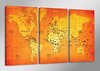 Wereldkaart - Canvas Schilderij Drieluik 160 x 90 cm