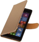 Goud pu leder booktype voor de Microsoft Lumia 535