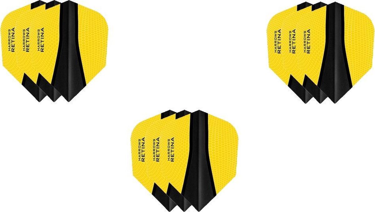 3 Sets (9 stuks) Retina dart flights Multipack - Geel