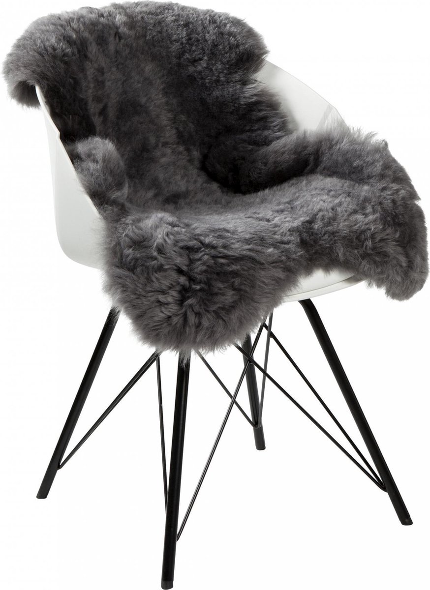 Dyreskinn Schapenvacht ijslands kort grijs 90-110cm lengte / 60-70cm breedte