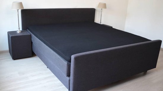 Snoozing - Hoeslaken - - Topper Simple - 90x200 cm - percale de coton - Zwart