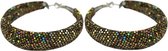 Behave - Feestelijke Glitter Oorbellen Dames - Glam oorringen - Goud Bruin - 5cm