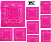 12x Zakdoek/Bandana Fluor roze 53 x 53 cm