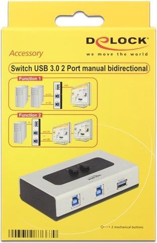 DeLOCK bi-directionele USB schakelaar 2x USB-B - 1x USB-A - USB3.0 /  zilver/zwart | bol.com