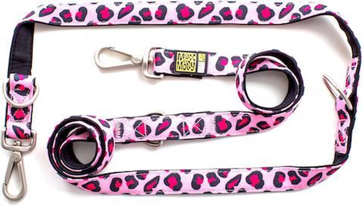 Max & Molly Hondenriem Multi Leopard Pink L