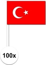 100x Turkse zwaaivlaggetjes 12 x 24 cm