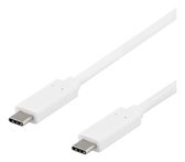 DELTACO USBC-1128 USB-C naar USB-C SuperSpeed kabel 3A 60W (3.1 Gen 2) - 1,5 meter - Wit