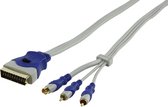 HQ HQSV-120-1.5 Scart Kabel Scart Male - 2x Rca Male + S-video Male 1.50 M Grijs