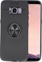 Zwart Zacht TPU met Ringhouder hoesje voor Samsung Galaxy S9 Plus