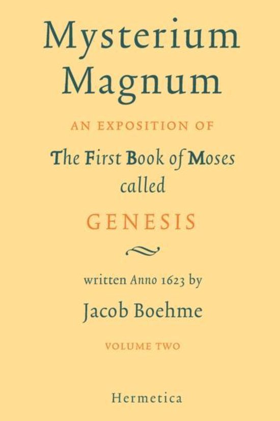 Boekomslag voor Mysterium Magnum, Anno 1623, Jacob Boehme, Volume Two, Hermetica.