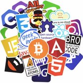 50 coole laptop stickers met een computer geek thema - Google/Youtube/Java/Bitcoin logo - UV bestendig, watervast, verwijderbaar - Plaatjes voor iMac, iPhone, koelkast, skateboard,