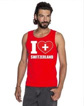 Rood I love Zwitserland fan singlet shirt/ tanktop heren M