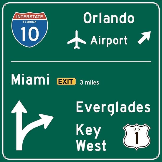 Signs-USA Verkeersbord - Florida - Wandbord - Dibond - 74x74 cm