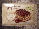 Strawberries & cream Tin Plate 20x30 cm aardbeien