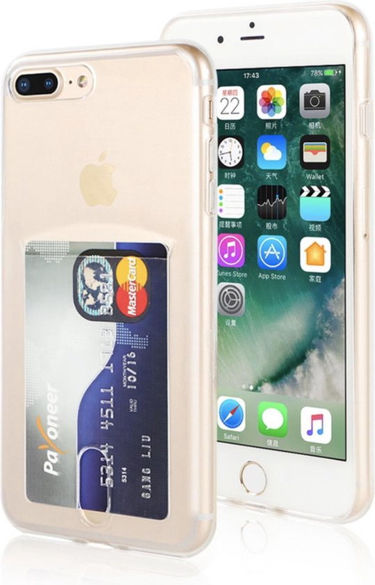 altijd Verschuiving vitaliteit Apple iPhone 7 Plus - 8 Plus Card Backcover | Transparant | Soft TPU |  Pasjeshouder |... | bol.com