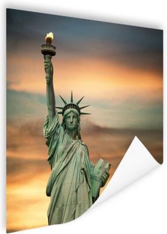 Affiche coucher de soleil Statue de la Liberté 75x75 cm - Tirage photo sur Poster (décoration murale salon / chambre) / Affiche Villes