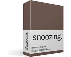 Snoozing - Topper - Hoeslaken - Lits-jumeaux - 180x200 cm - Percale katoen - Taupe