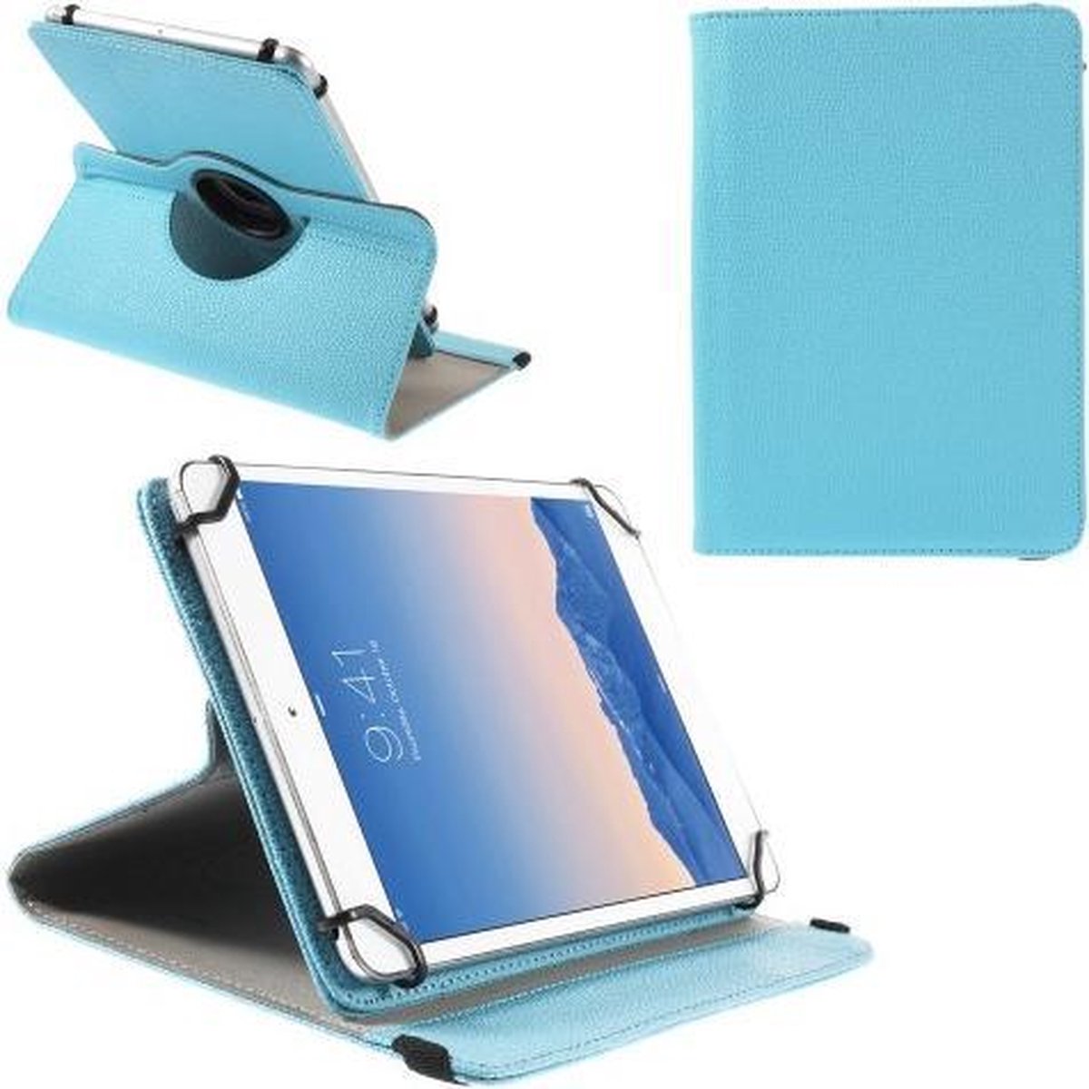 360 Rotating Book Case Universele Tablethoes - Geschikt voor Archos Kid - Lichtblauw