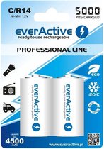 2 Stuks - R14 C 5000mAh herlaadbaar everActive Professional