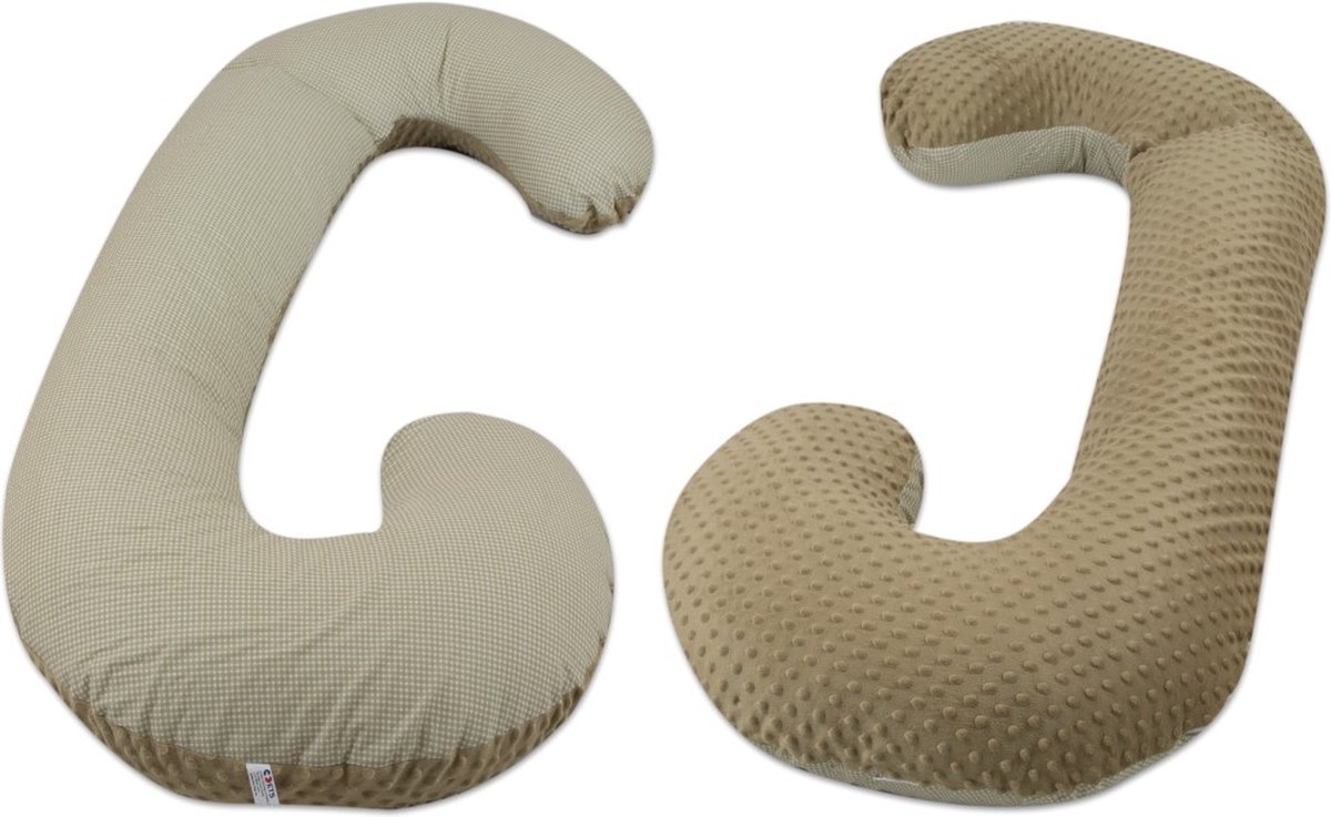 Goedkoopste Body pillow - 240 cm - minky dot en ruitjes - cappuccino