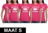 5x Vrijgezellenfeest Almost Married fun t-shirt roze voor dames Maat S