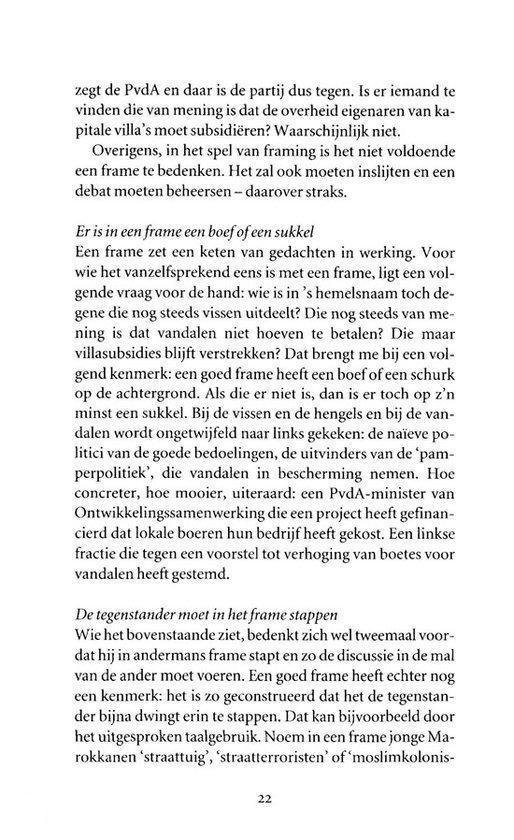 Pagina met tekst over framing en politiek. Geen afbeelding.