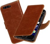 BestCases.nl Bruin Pull-Up PU booktype wallet cover hoesje Huawei P10