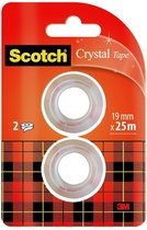 Ruban transparent Scotch® Crystal Clear, recharges, 19 mm x 7,5 m, 2 rouleaux