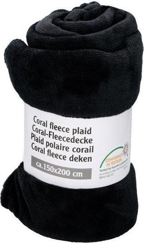 spade Gevlekt Corroderen Zwarte fleece deken 150 x 200 cm | bol.com