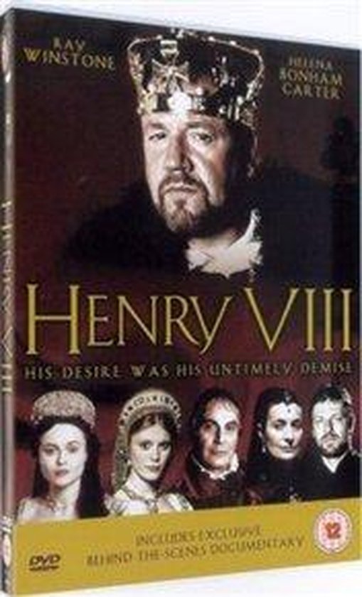 DVD hoes van Henry VIII met Ray Winstone als koning, Helena Bonham Carter en vier vrouwen, met tekst over de film.